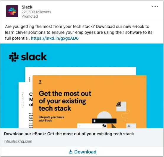 Slack ads on existing tech stack