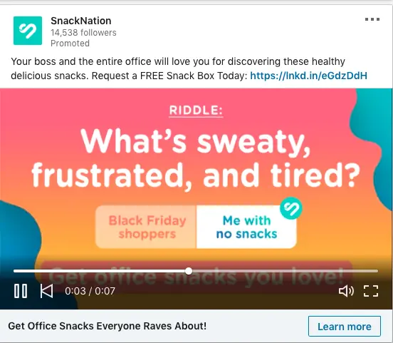 Snack Nation ads on Office Snacks