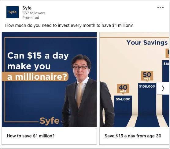 Syfe ads on becoming a millionaire