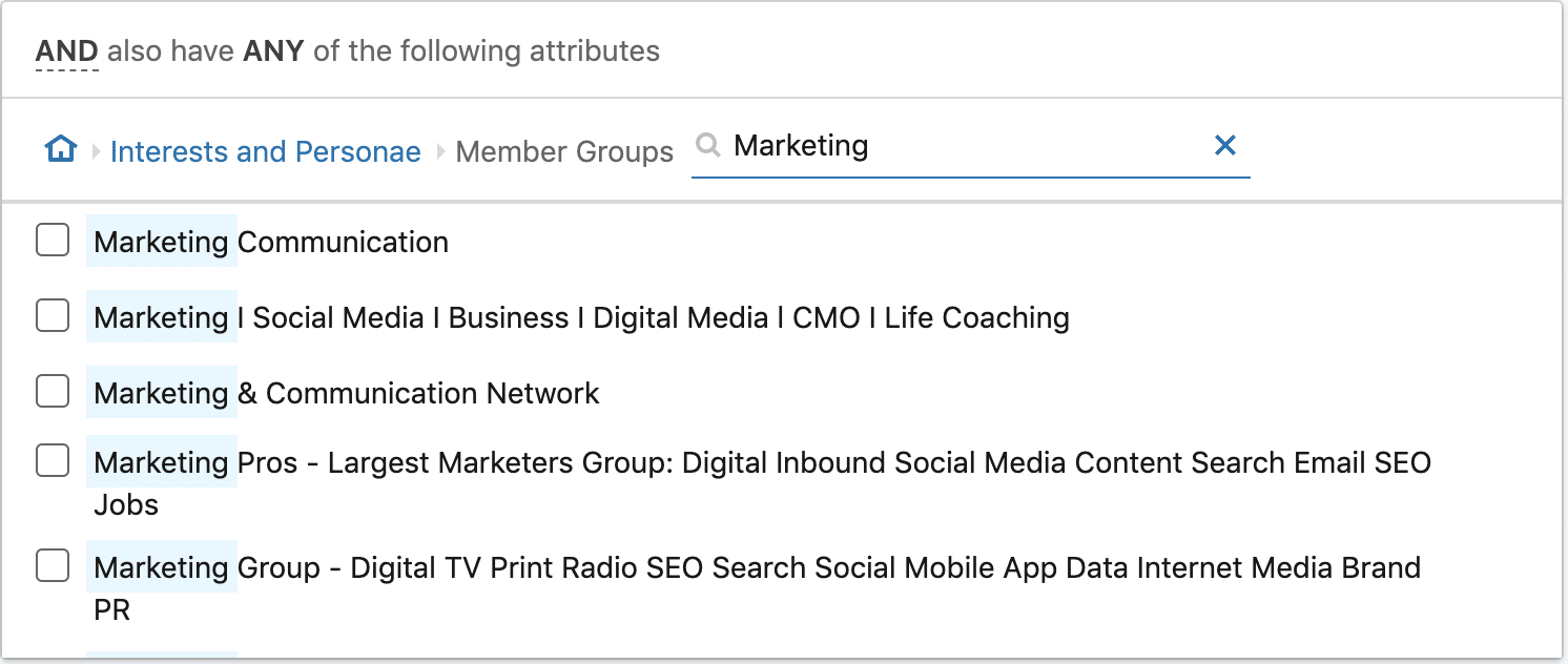 linkedin ads top marketing groups