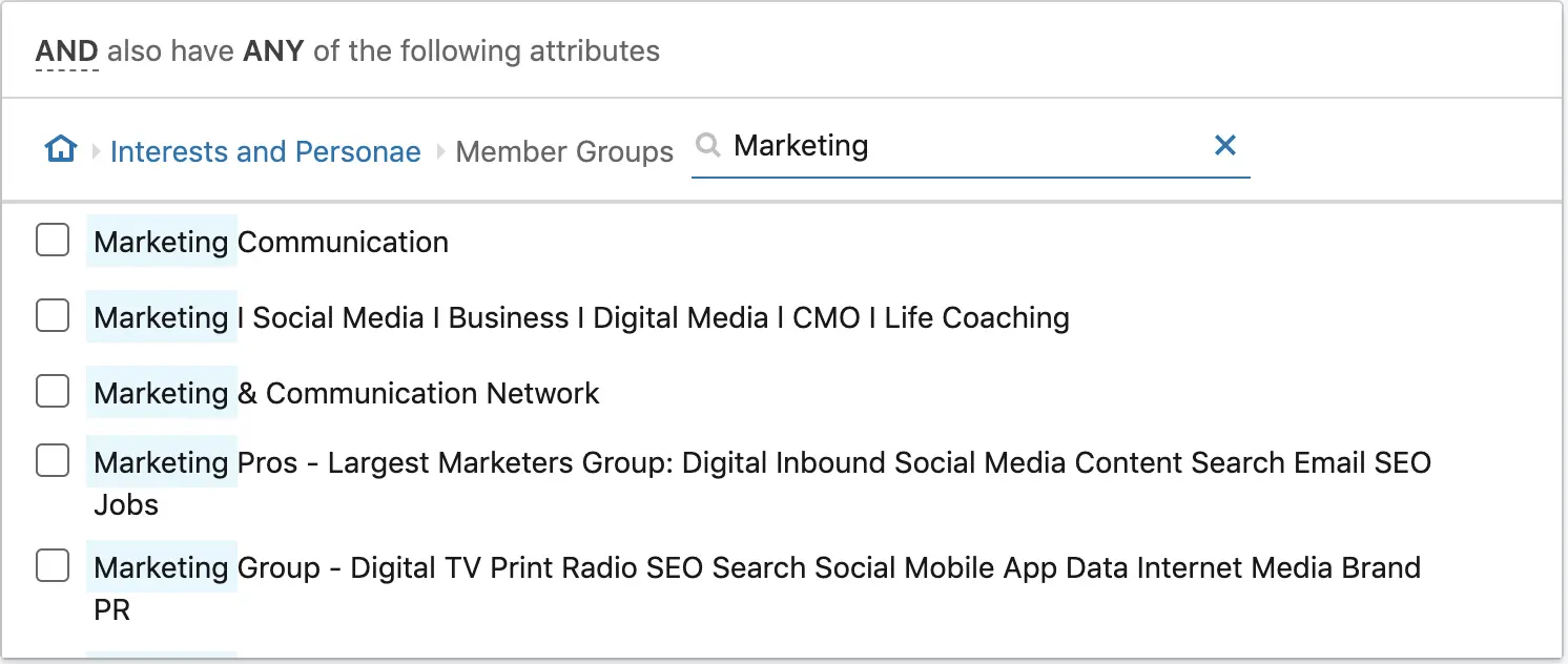 linkedin ads top marketing groups