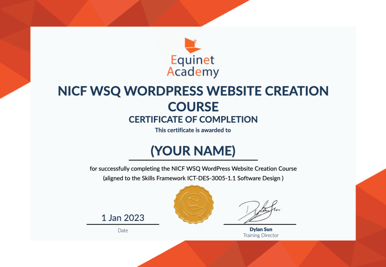 WSQ WordPress Website Creation Course Certificate