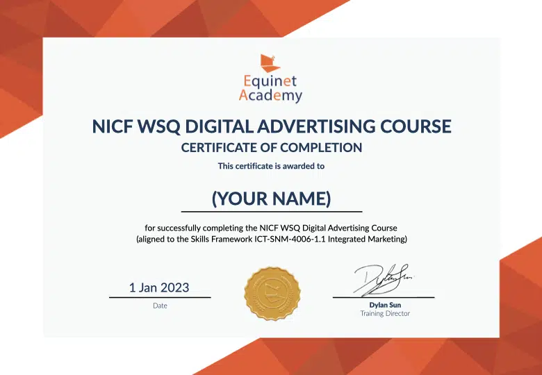WSQ Digital Advertising Course Equinet Academy Certificate