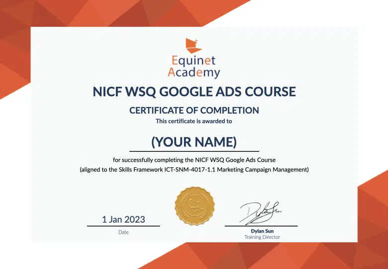WSQ Google Ads Course Certificate