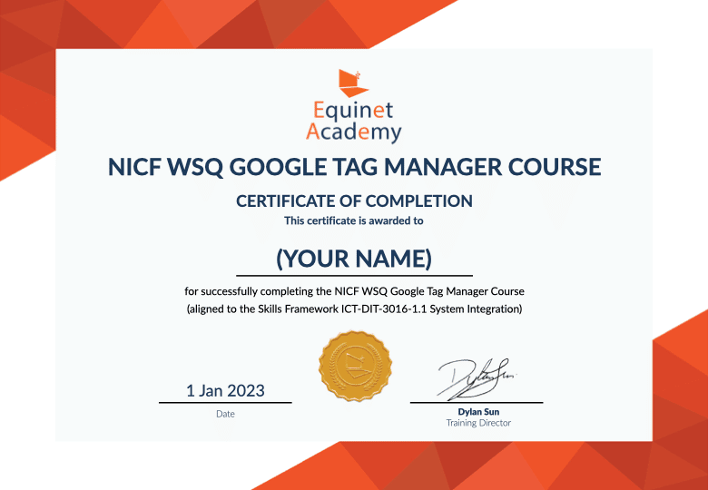 WSQ Google Tag Manager Course Certificate