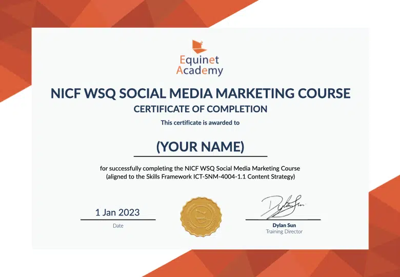 WSQ Social Media Marketing Course Equinet Academy Certificate