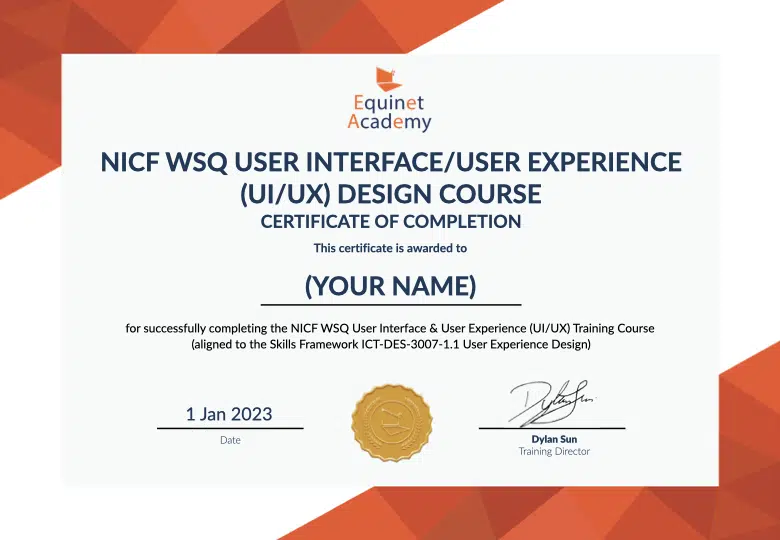 WSQ User Interface and User Experience (UI/UX) Design Equinet Academy Certificate