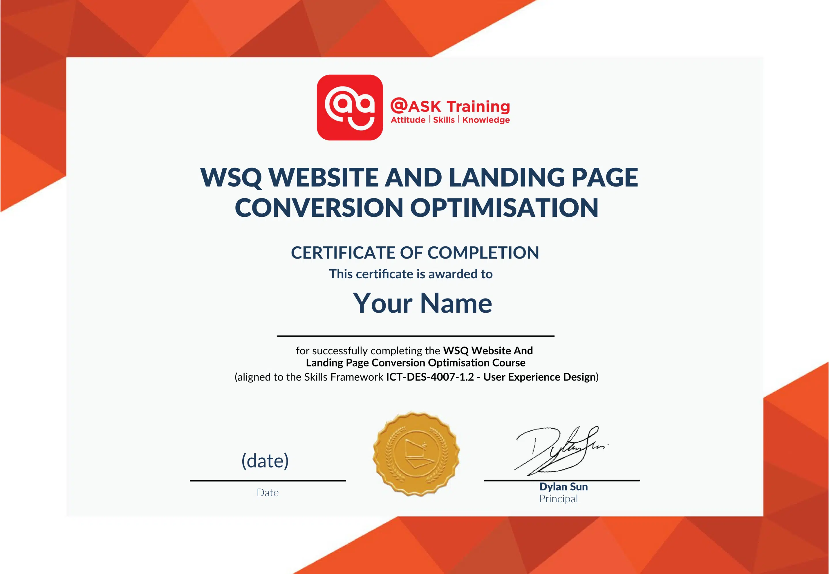WSQ Website and Landing Page Conversion Optimisation Certificate Sample