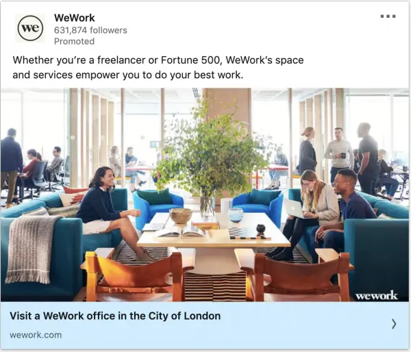 WeWork ads on freelancer or Fortune 500