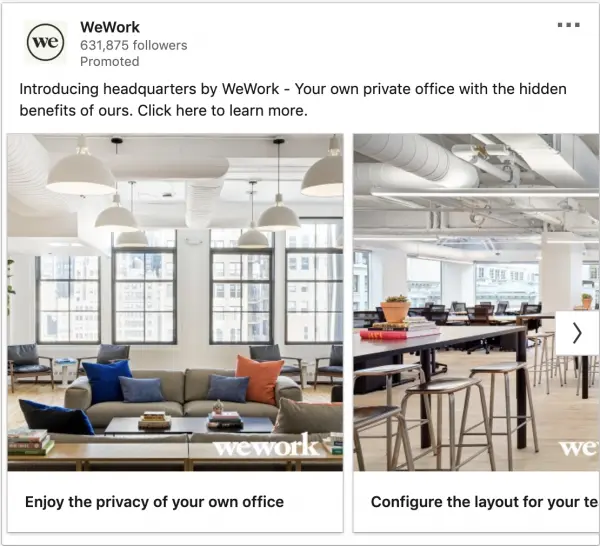 WeWork ads on headquarters by WeWork