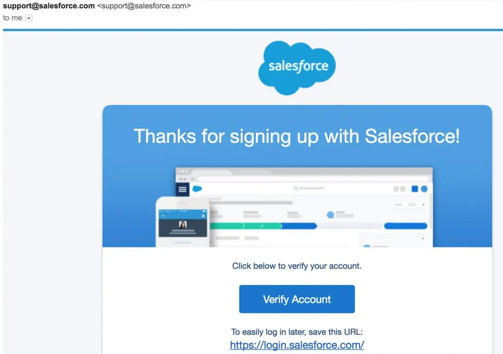 SalesForce Free Trial Welcome Email