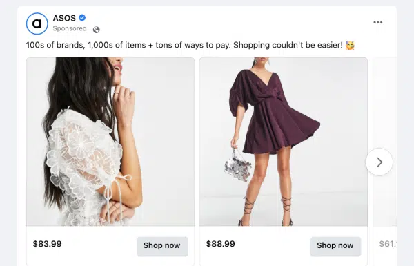 Example of brand awareness advertising by ASOS