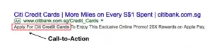 example of a call to action shown in an serp