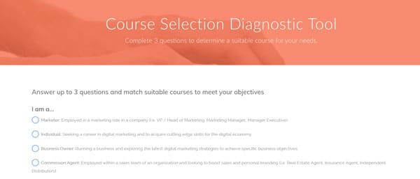 course selection diagnostic tool