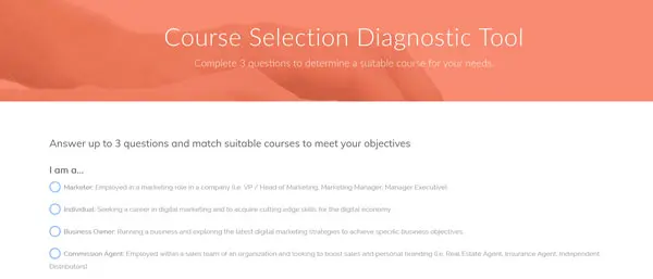 course selection diagnostic tool 