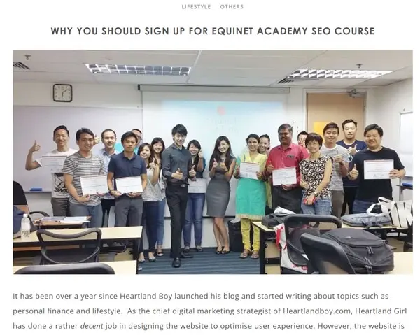 external reviews of Equinet Academy SEO course