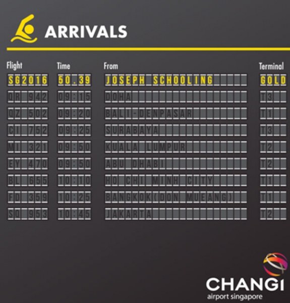 Changi Airport newsjacking on Joseph Schooling's Olympic Win