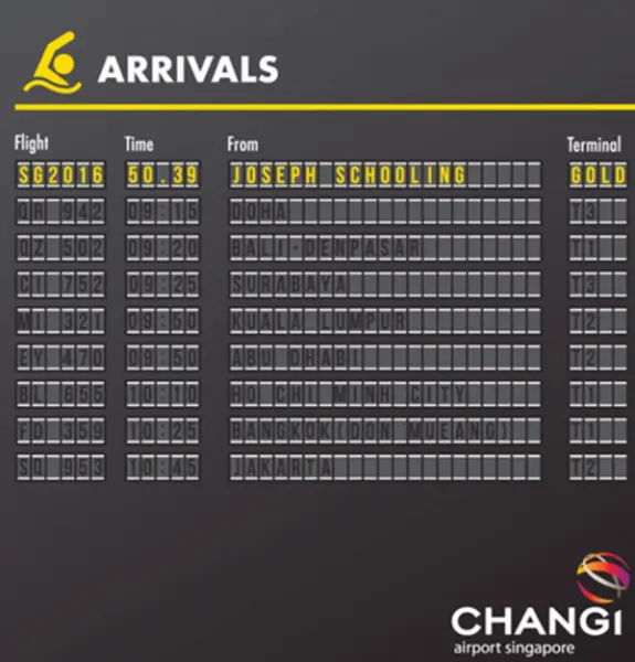 Changi Airport newsjacking on Joseph Schooling's Olympic Win