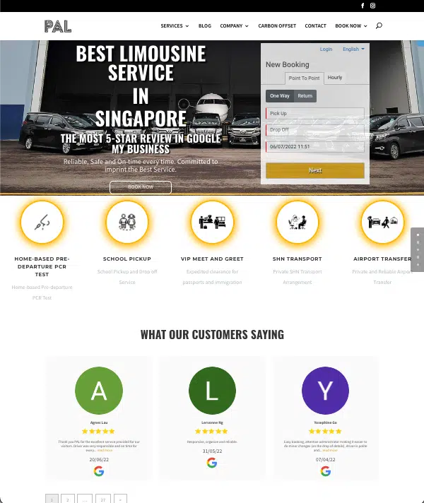 wordpress website trainee portfolio prime aces limousine sg