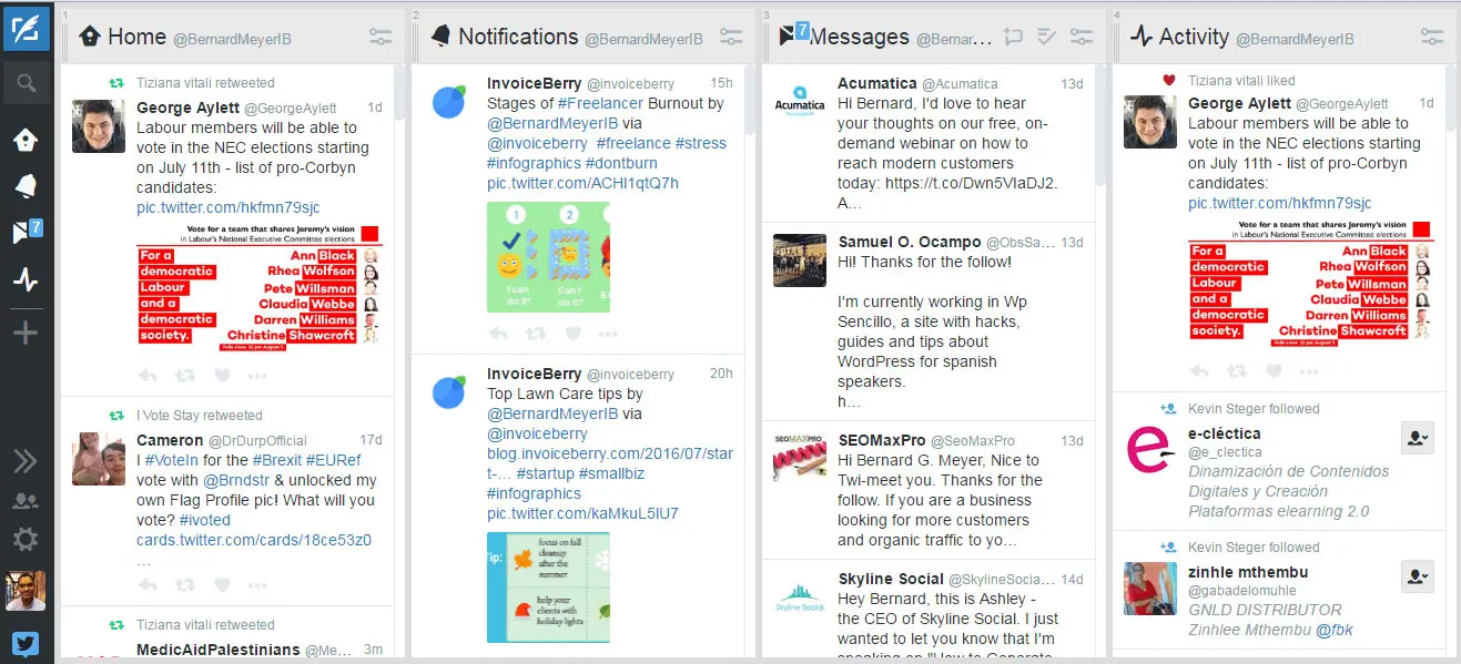 tweet deck dashboard